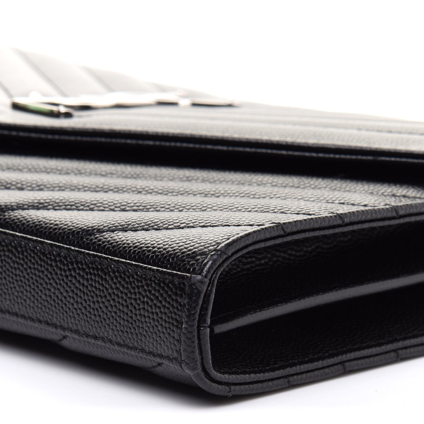 Grain De Poudre Matelasse Chevron Monogram Chain Wallet Black