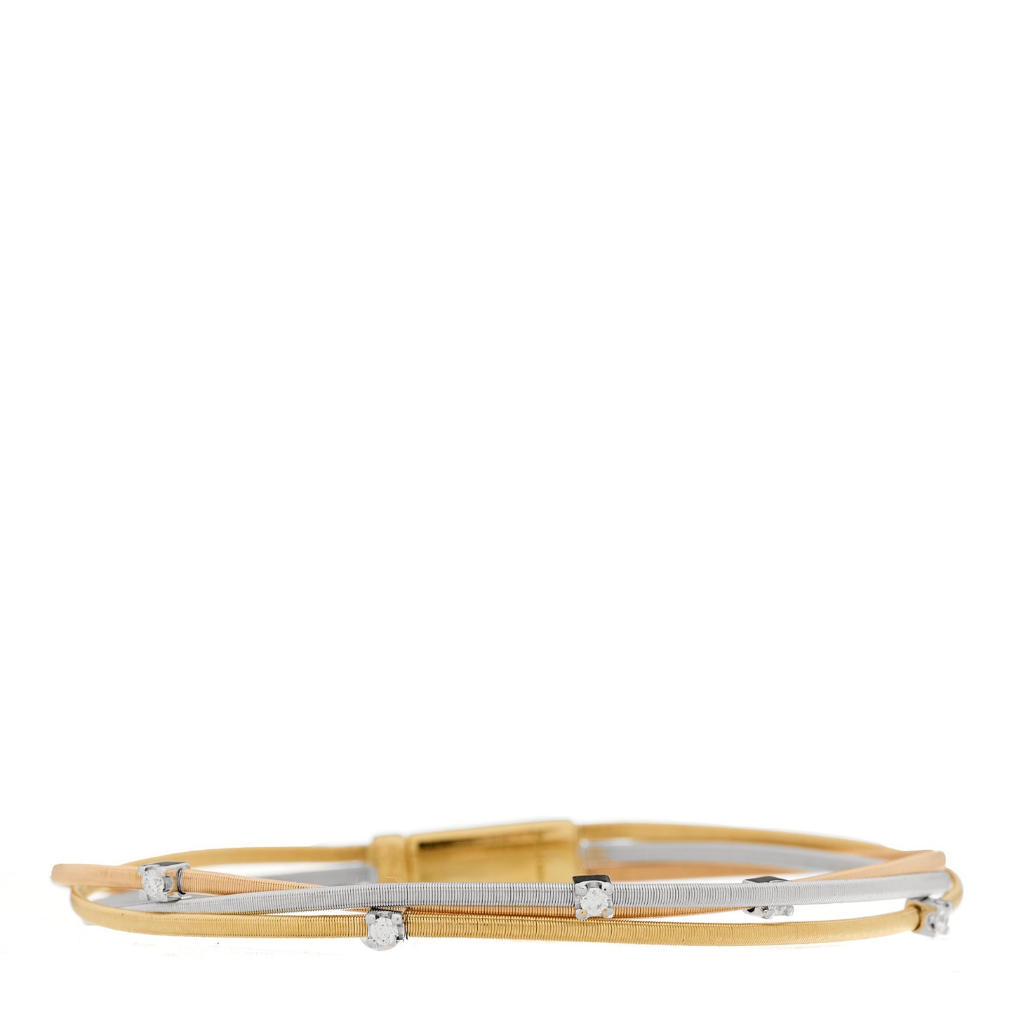 18K Yellow Rose White Gold Diamond Goa Three Strand Bracelet