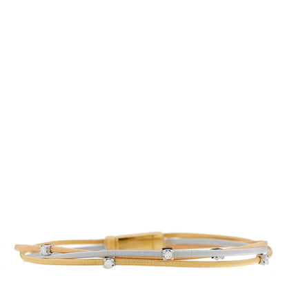 Marco Bicego 18K Yellow Rose White Gold Diamond Goa Three Strand Bracelet 1 of 3