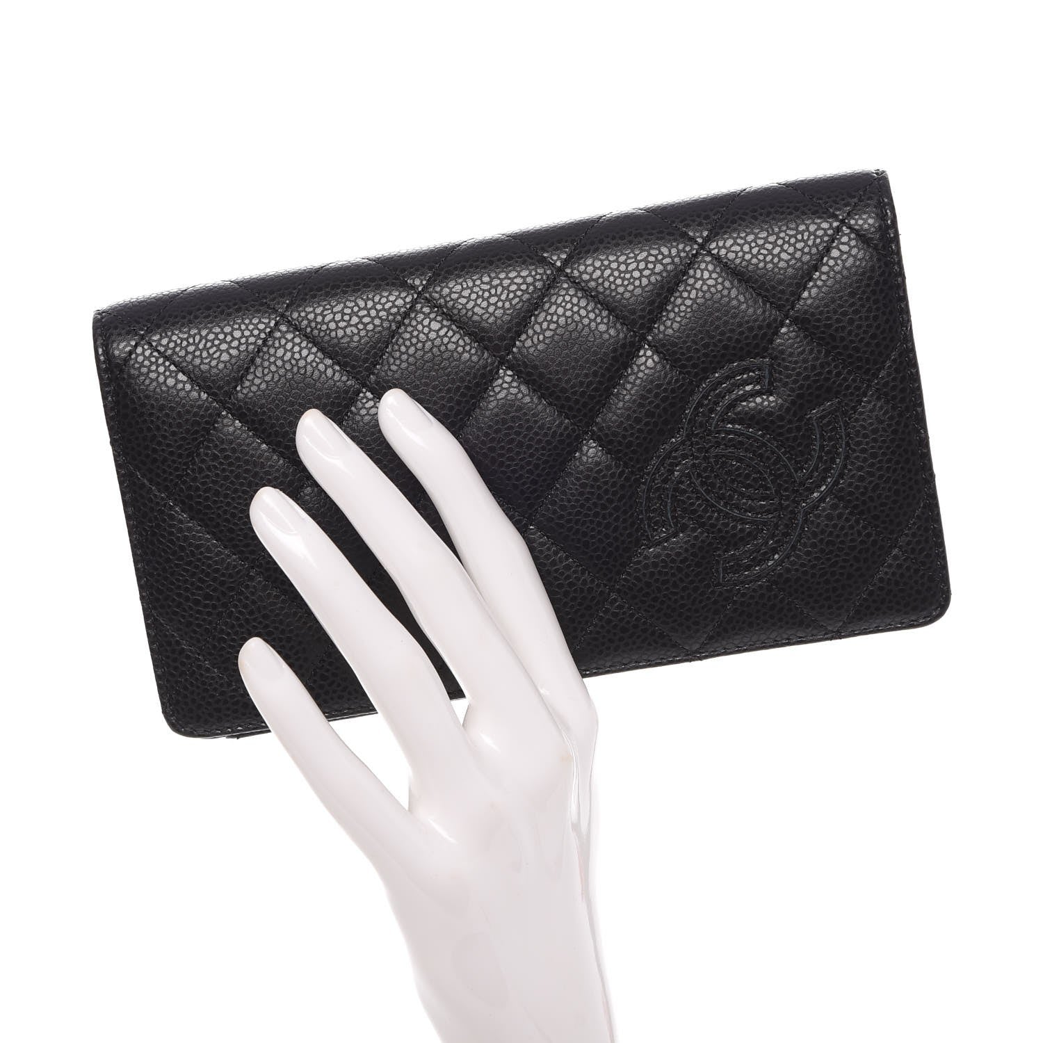 Chanel Caviar Quilted CC Yen Wallet Black 2 of 9