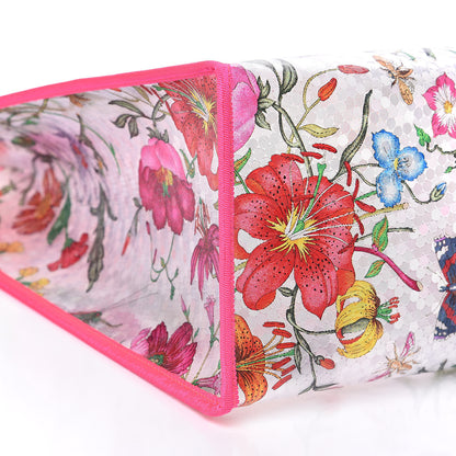 Gucci Calfskin Textured Vinyl Print Flora Tote Fluorescent Fuchsia 7 of 11