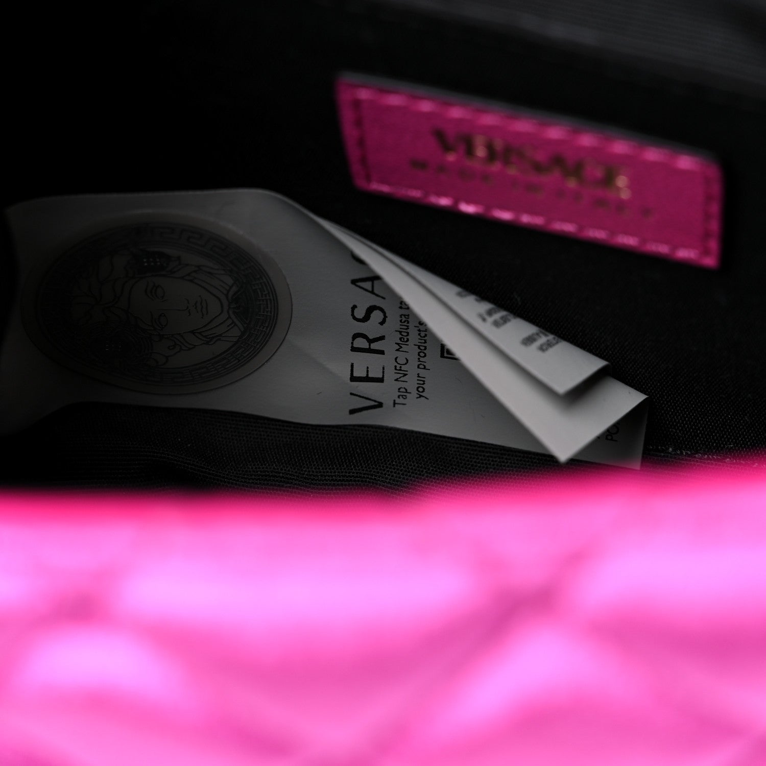 Versace Velvet Quilted Medusa Chain Crossbody Pink 7 of 9