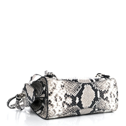Balenciaga Grained Calfskin Snake Effect Neo Classic Silver Hardware Mini City Black White 4 of 8