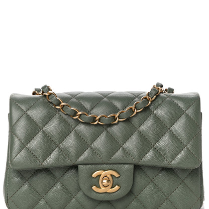 Chanel Caviar Quilted Mini Rectangular Flap Green 7 of 9