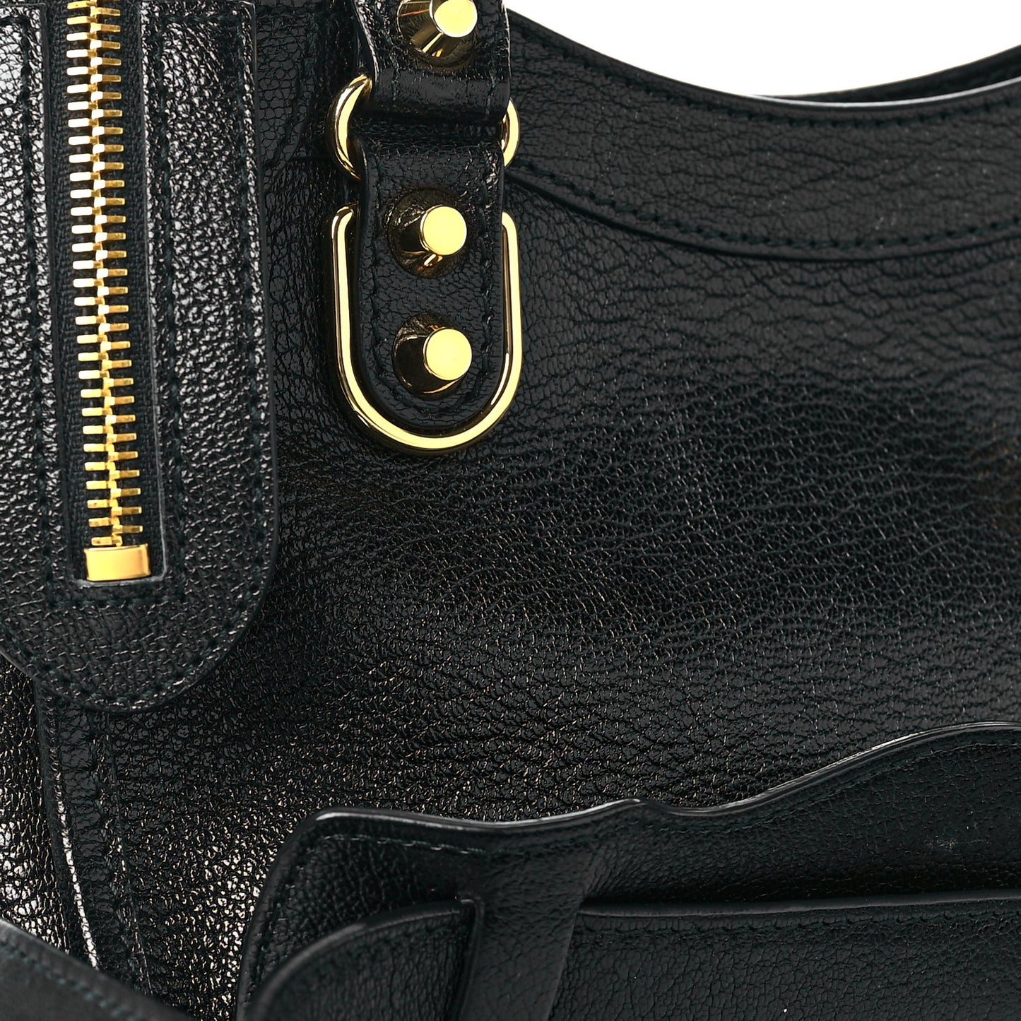 Chevre Gold Metallic Edge Hardware Mini City Black