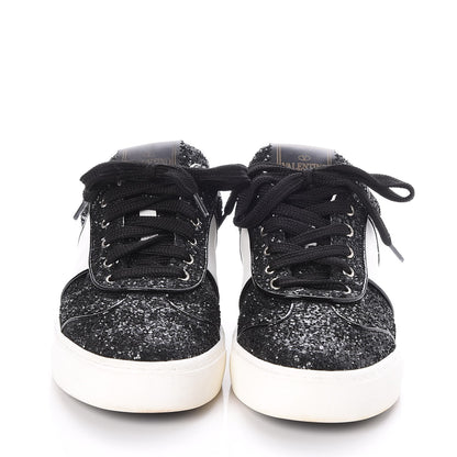 Valentino Garavani Calfskin Glitter Flycrew Sneakers 36 Black 2 of 11