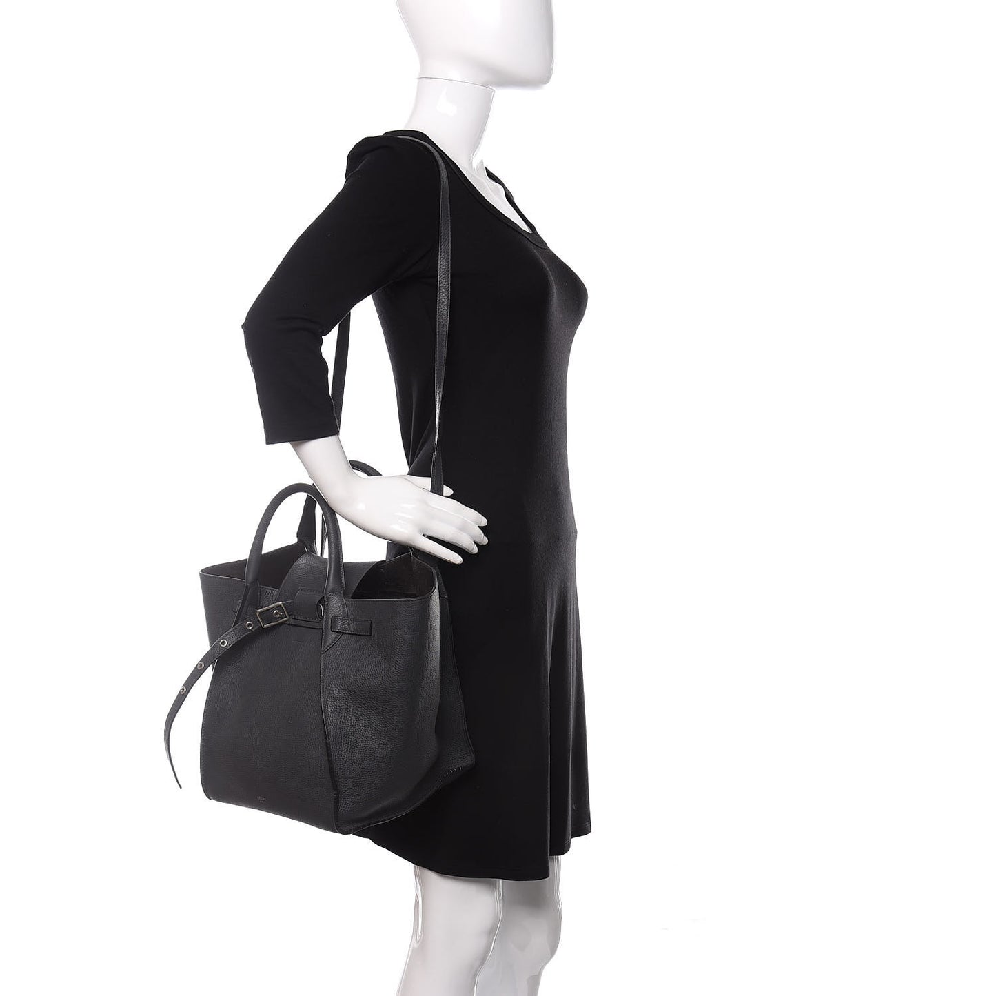 Supple Grained Calfskin Small Big Bag Anthracite