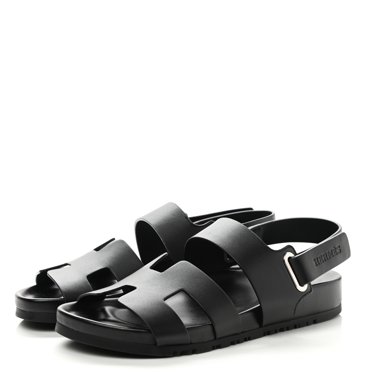Hermes Calfskin Womens Takara Sandals 36 Black 3 of 9