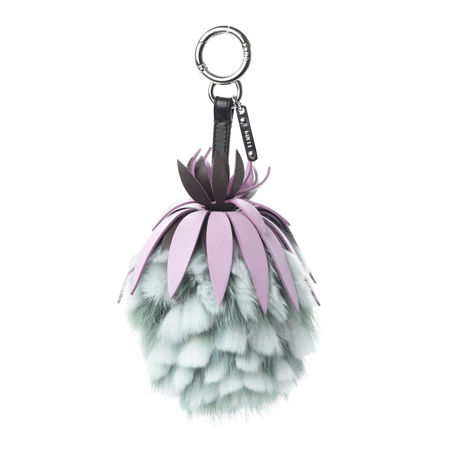 Fox Rabbit Fur Nappa Pineapple Bag Charm Green