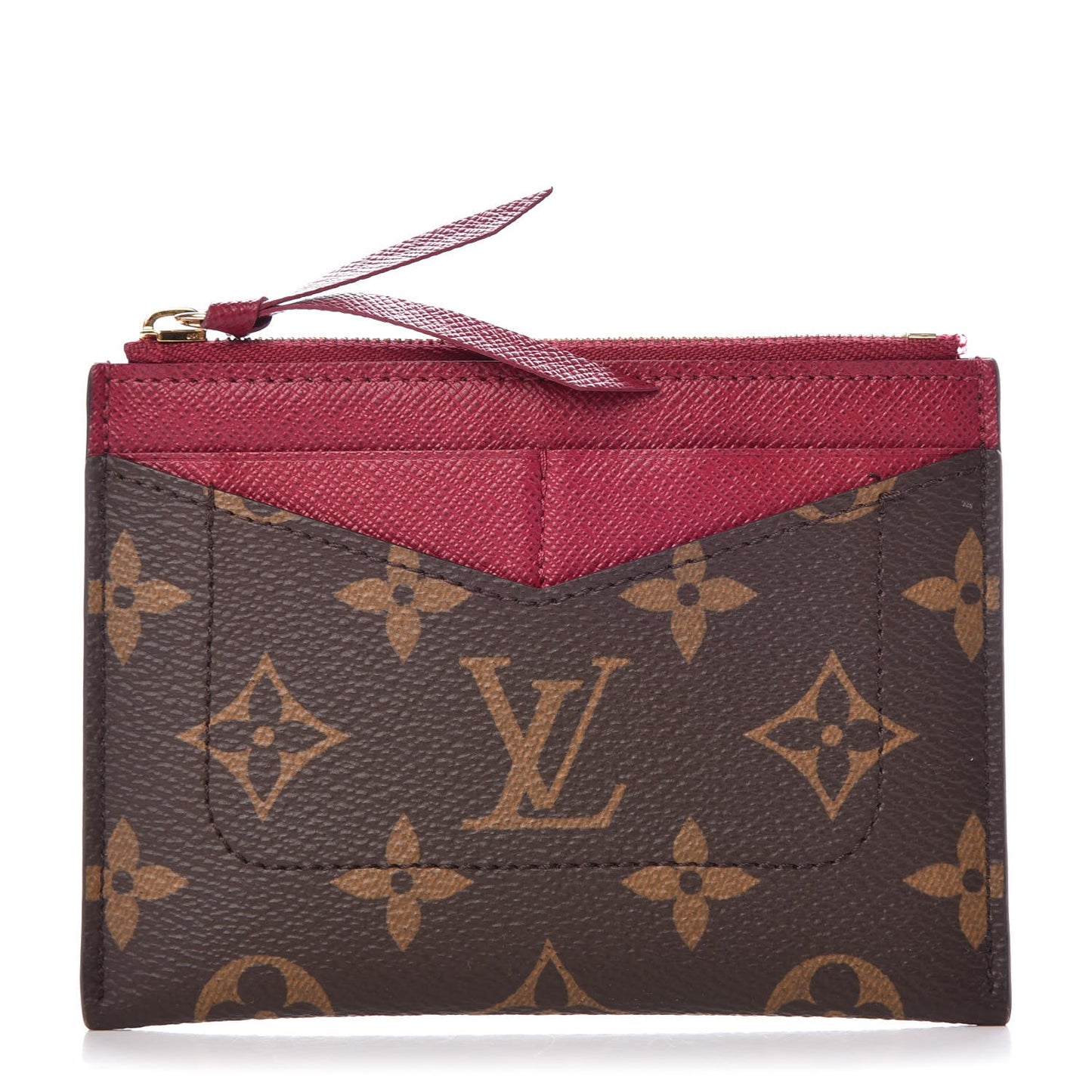 Monogram Zipped Card Holder Fuchsia
