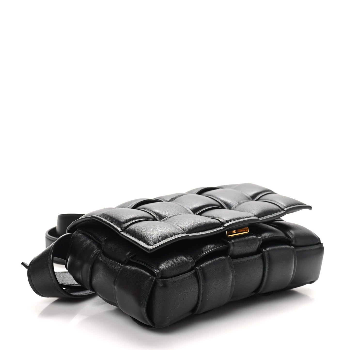 Nappa Maxi Intreccio Small Padded Cassette Crossbody Bag Black
