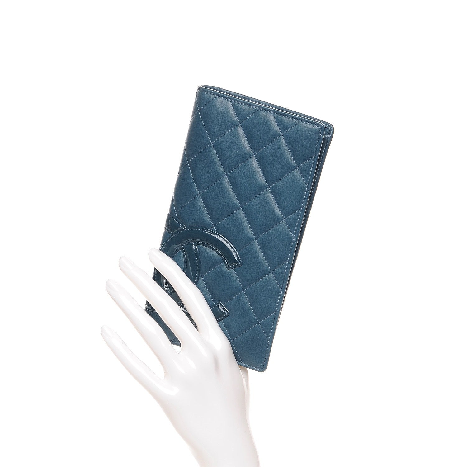 Chanel Calfskin Quilted Cambon Yen Wallet Blue 2 of 9