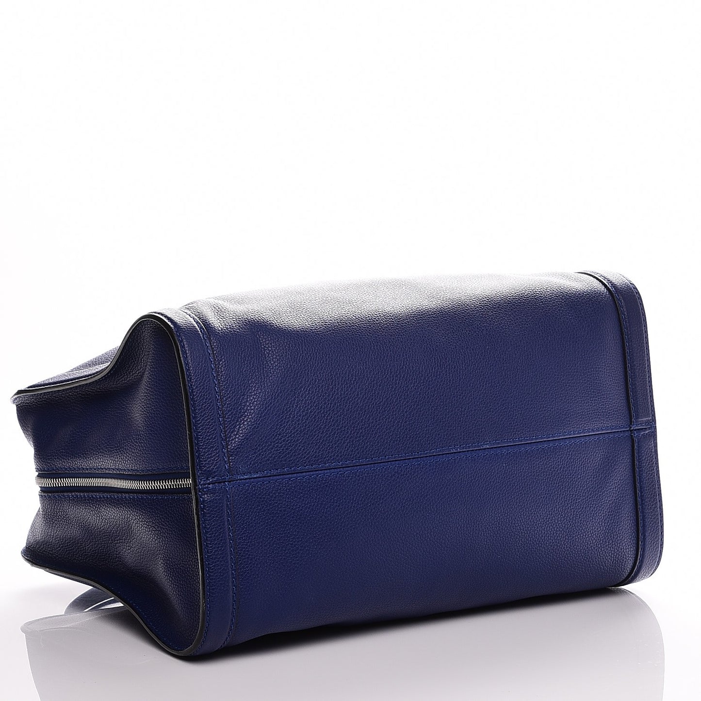 Pebbled Calfskin Large Skull Padlock Zip Around Tote Ultramarine