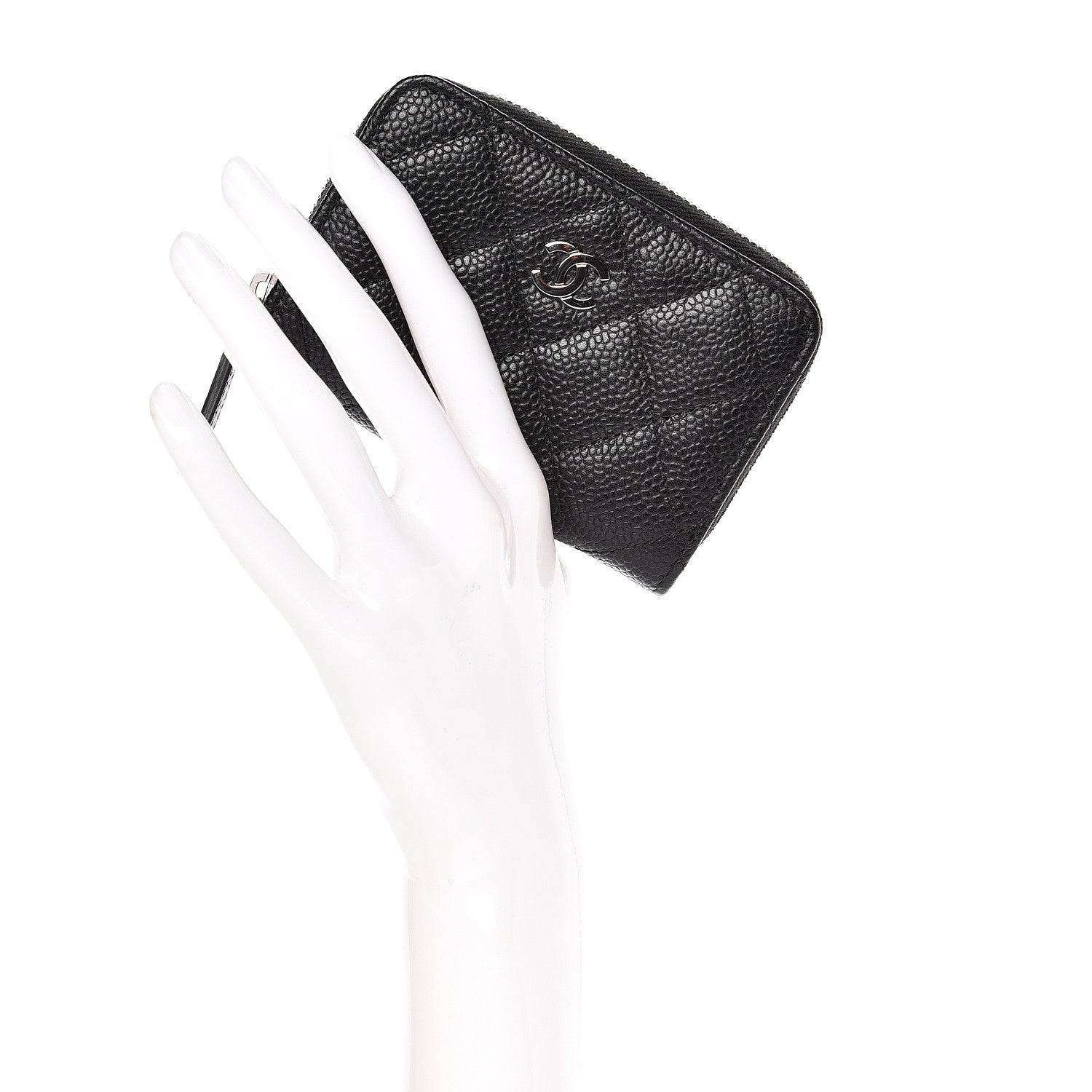 Chanel Caviar Quilted Zip Coin Purse Black 2 of 8