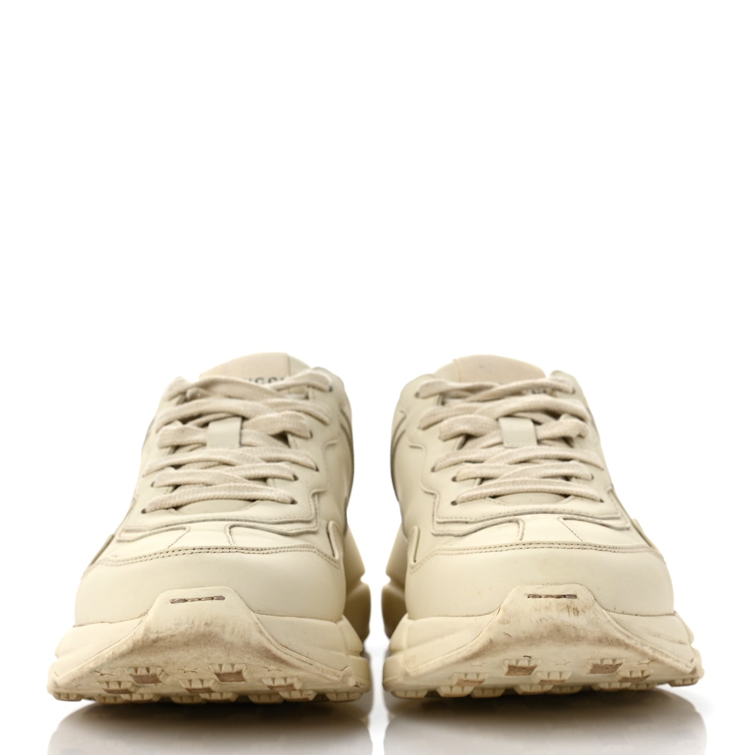 Gucci Calfskin Logo Womens Rhyton Sneakers 37 Ivory 2 of 8