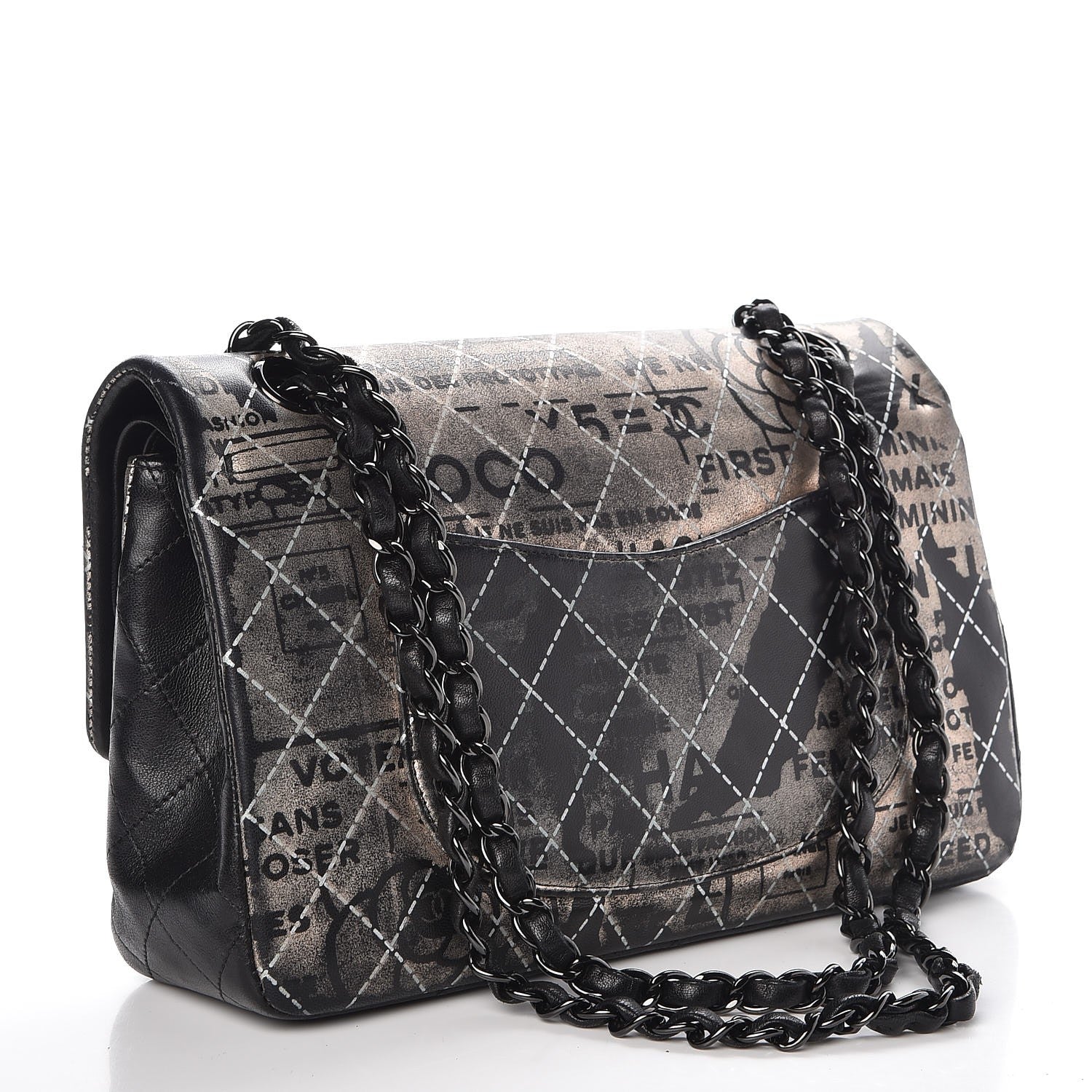 Chanel Lambskin Hand Painted Medium Double Flap Black 3 of 7