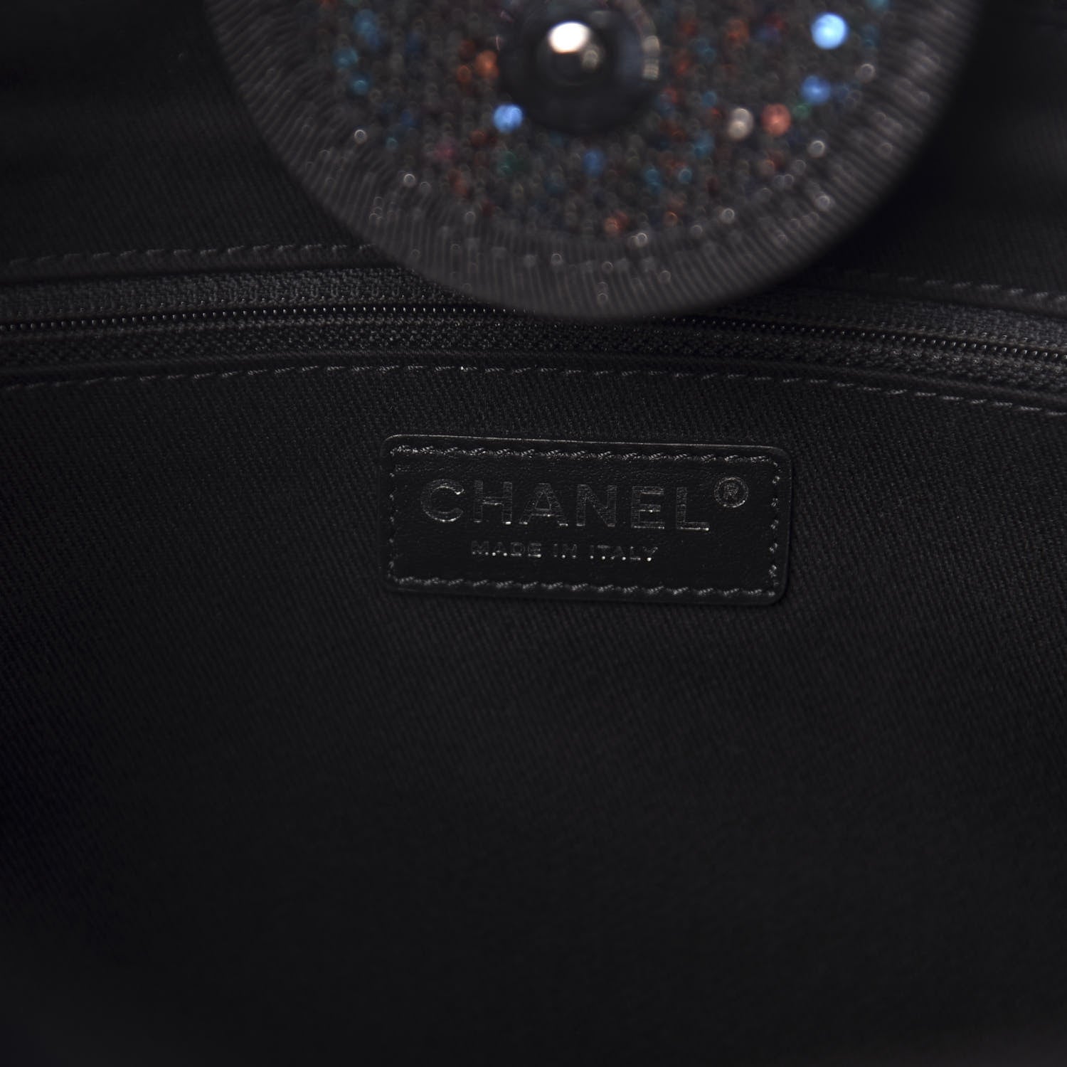 Chanel Calfskin Sequin Medium Deauville Tote Black 8 of 10