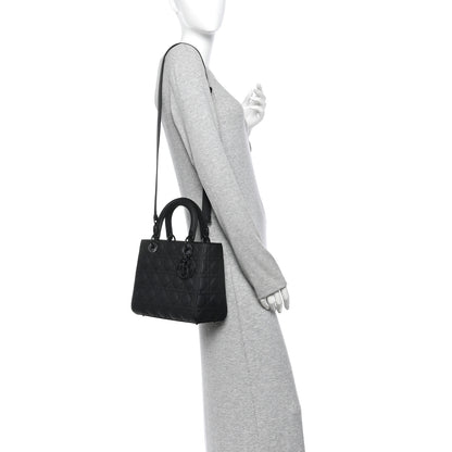 Christian Dior Ultra Matte Calfskin Cannage Medium Lady Dior Black 2 of 10