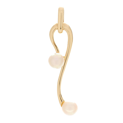 Mikimoto 14K Yellow Gold Akoya Cultured Pearl 4mm Double Drop Pendant 1 of 3