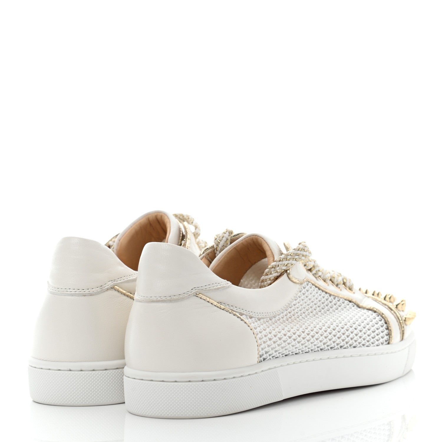 Christian Louboutin Nappa Spikes Womens Vieira Flat Sneakers 39.5 Gold 4 of 14