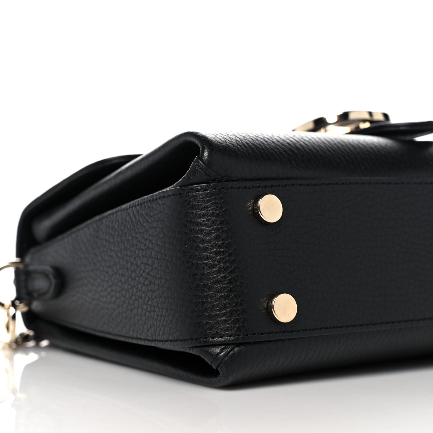 Dollar Calfskin Interlocking G Top Handle Shoulder Bag Black