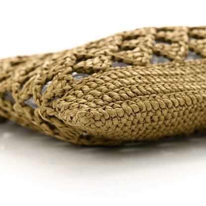 Prada Yarn Raffia Effect Embroidered Logo Tote Oliva 8 of 10