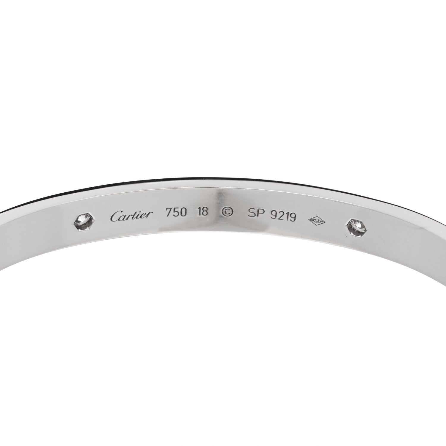 Cartier 18K White Gold 4 Diamond Love Bracelet 18 6 of 9