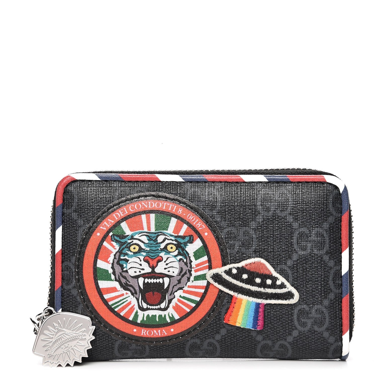 Gucci GG Supreme Monogram Night Courrier Embroidered Zip Around Card Case 1 of 6