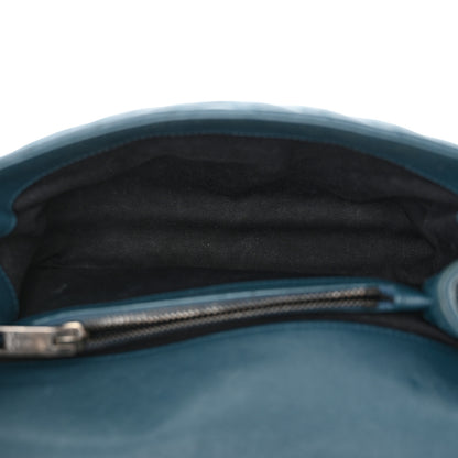 Saint Laurent Sheepskin Matelasse Chevron Monogram Medium College Bag Petrol Green 5 of 14