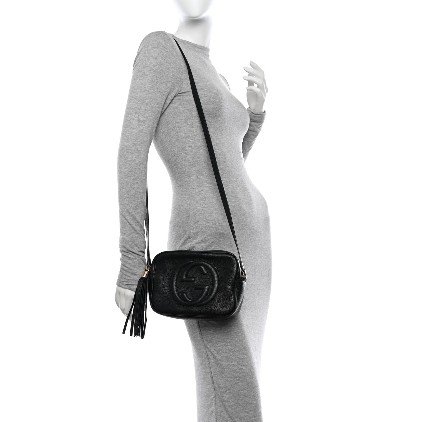 Pebbled Calfskin Small Soho Disco Bag Black