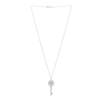 Tiffany Platinum Diamond Star Key Pendant Necklace 3 of 5