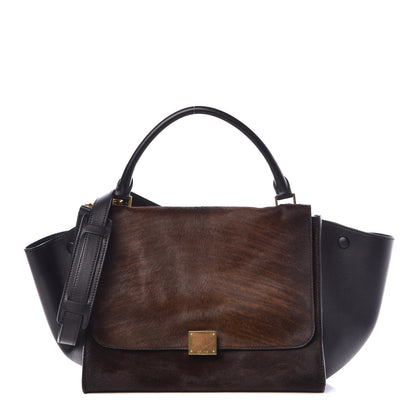 Celine Shaded Pony Hair Calfskin Medium Trapeze Brown 1 of 8