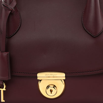 Salvatore Ferragamo Calfskin Fiamma Bag Rouge Black 8 of 8