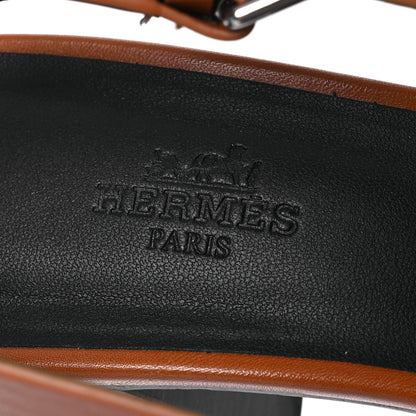 Hermes Calfskin Elbe 60 Sandals 38.5 Marron Glaise 9 of 13