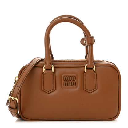Miu Miu Calfskin Mini Arcadie Top Handle Bag Cognac 1 of 11