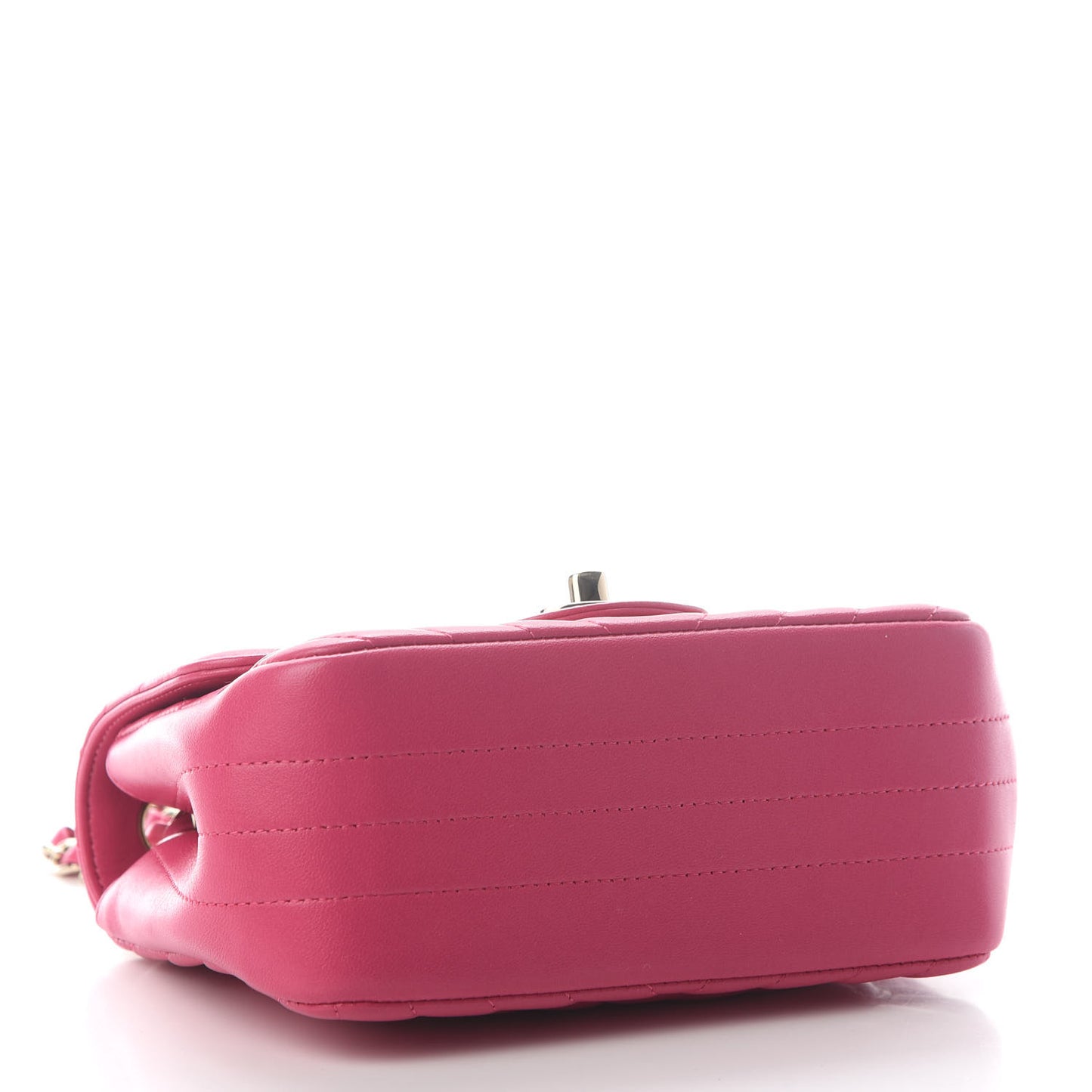 Lambskin Chevron Quilted Mini Square Flap Fuchsia