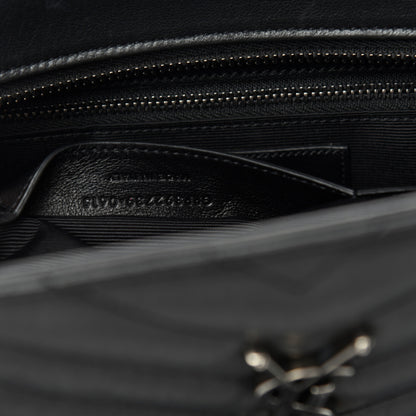 Saint Laurent Sheepskin Matelasse Chevron Large Monogram Shopping Bag Black 7 of 10