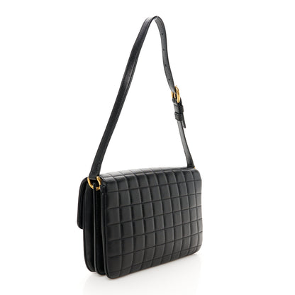 Saint Laurent Lambskin Carre Quilted Le Maillon Satchel Black 3 of 11