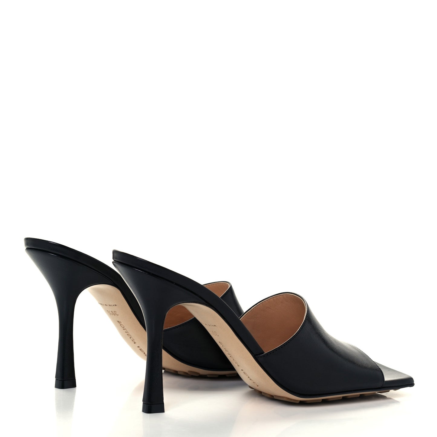 Lambskin Stretch Mule Sandals 39.5 Black