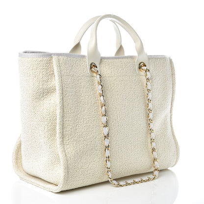 Chanel Lurex Boucle Medium Deauville Tote White 3 of 10