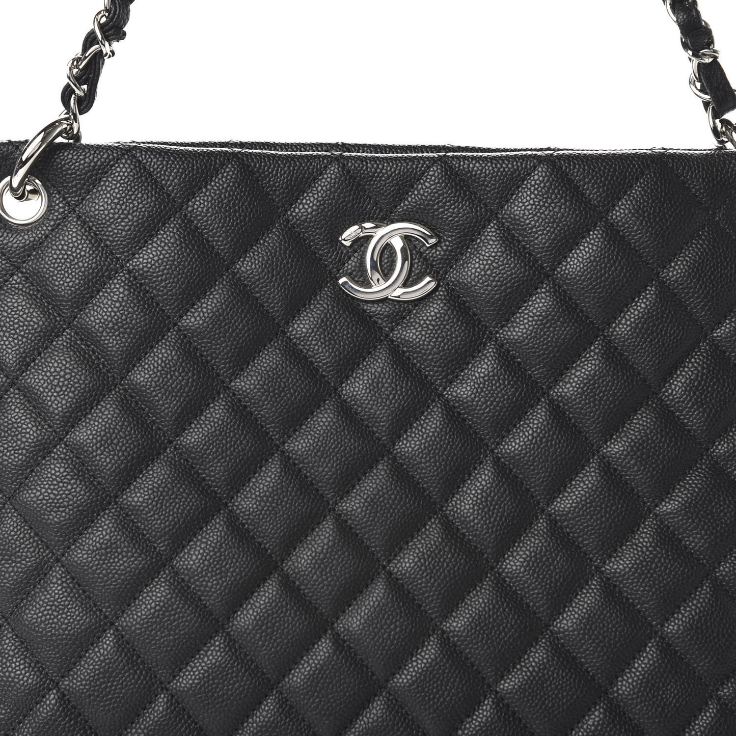 Caviar Quilted CC Shopping Tote Black
