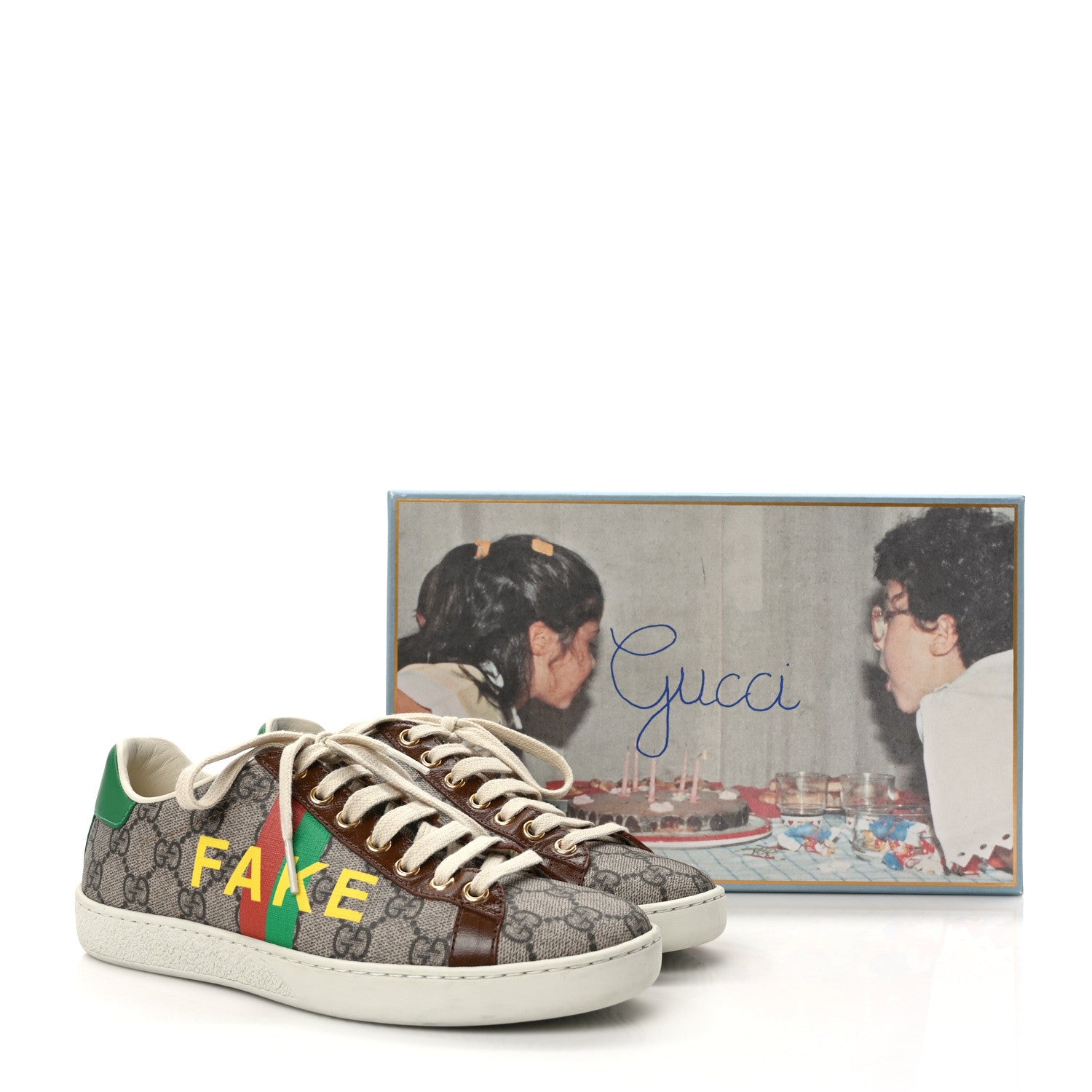 Gucci GG Supreme Monogram Fake/Not Womens Ace Sneakers 35.5 Beige New Shamarock 35.5 Brown Sugar 10 of 10