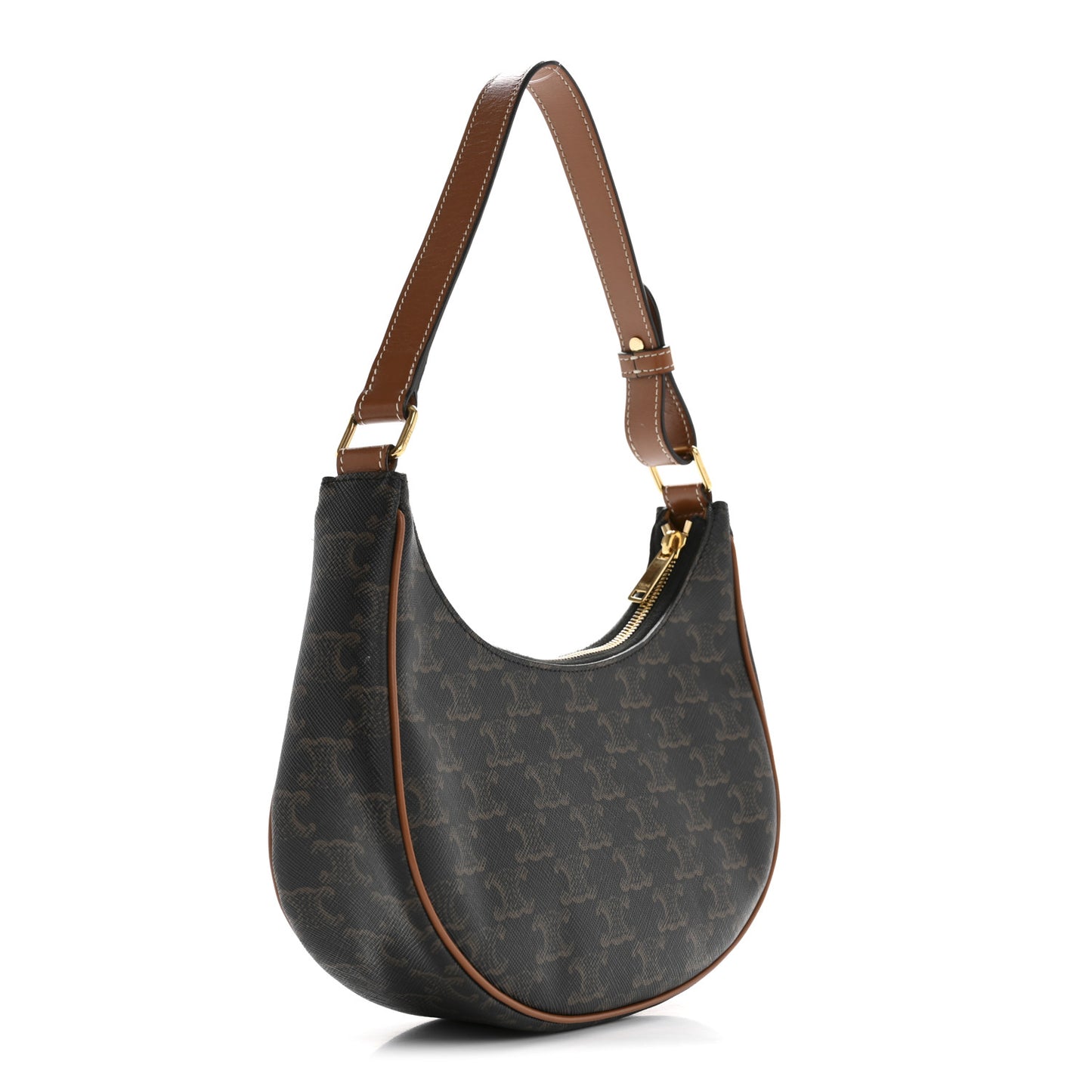 Triomphe Canvas Calfskin Ava Shoulder Bag Tan