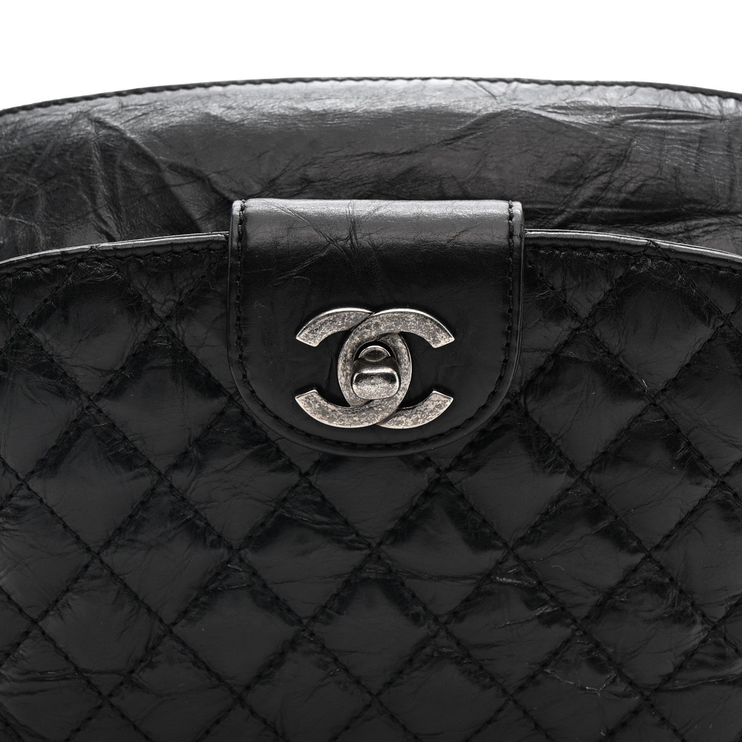 Chanel Crumpled Calfskin Quilted Casual Rock Waist Bag Fanny Pack Black 8 of 12