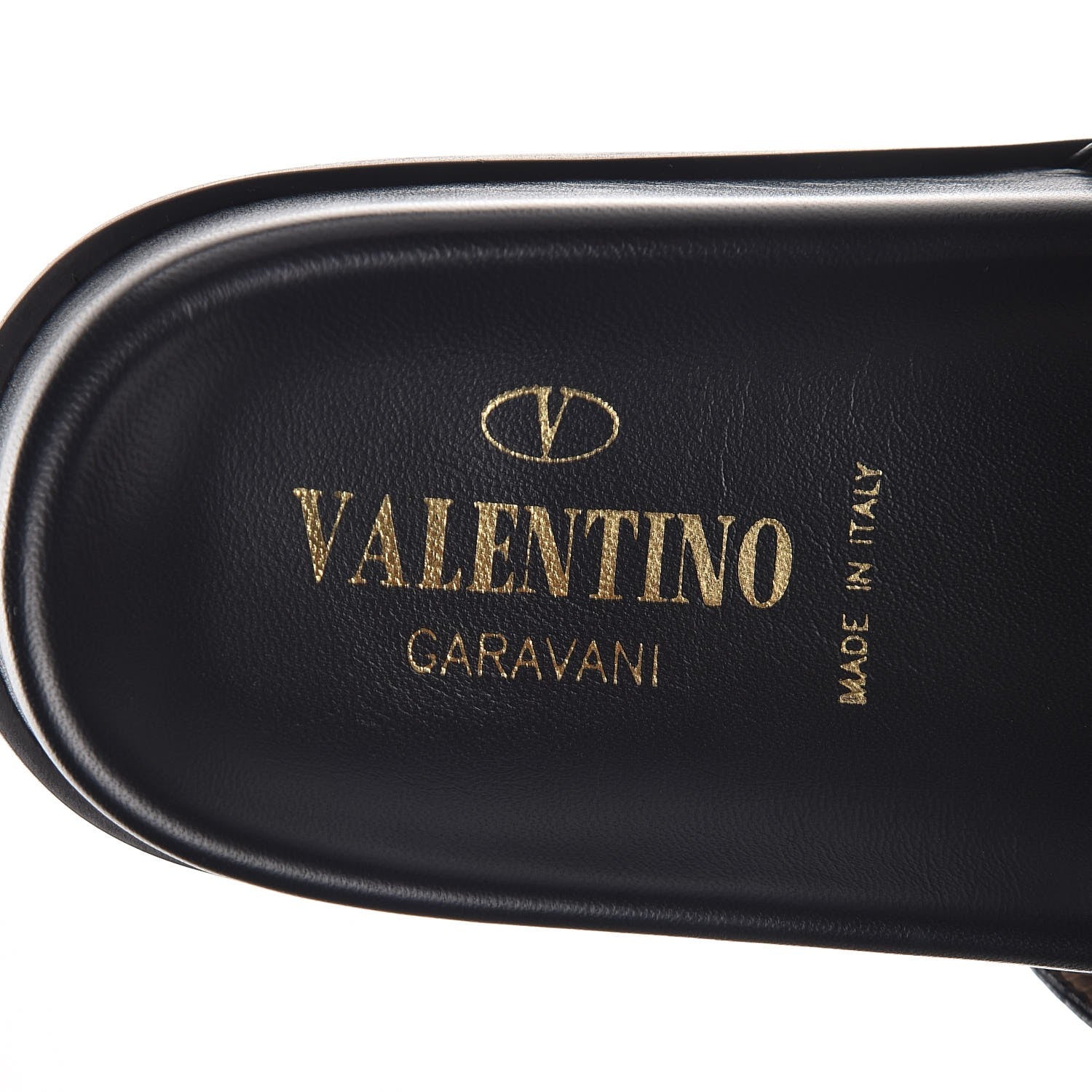 Valentino Garavani Pebbled Calfskin Macro Rockstud Lock Slide Sandals 37.5 Black 7 of 9