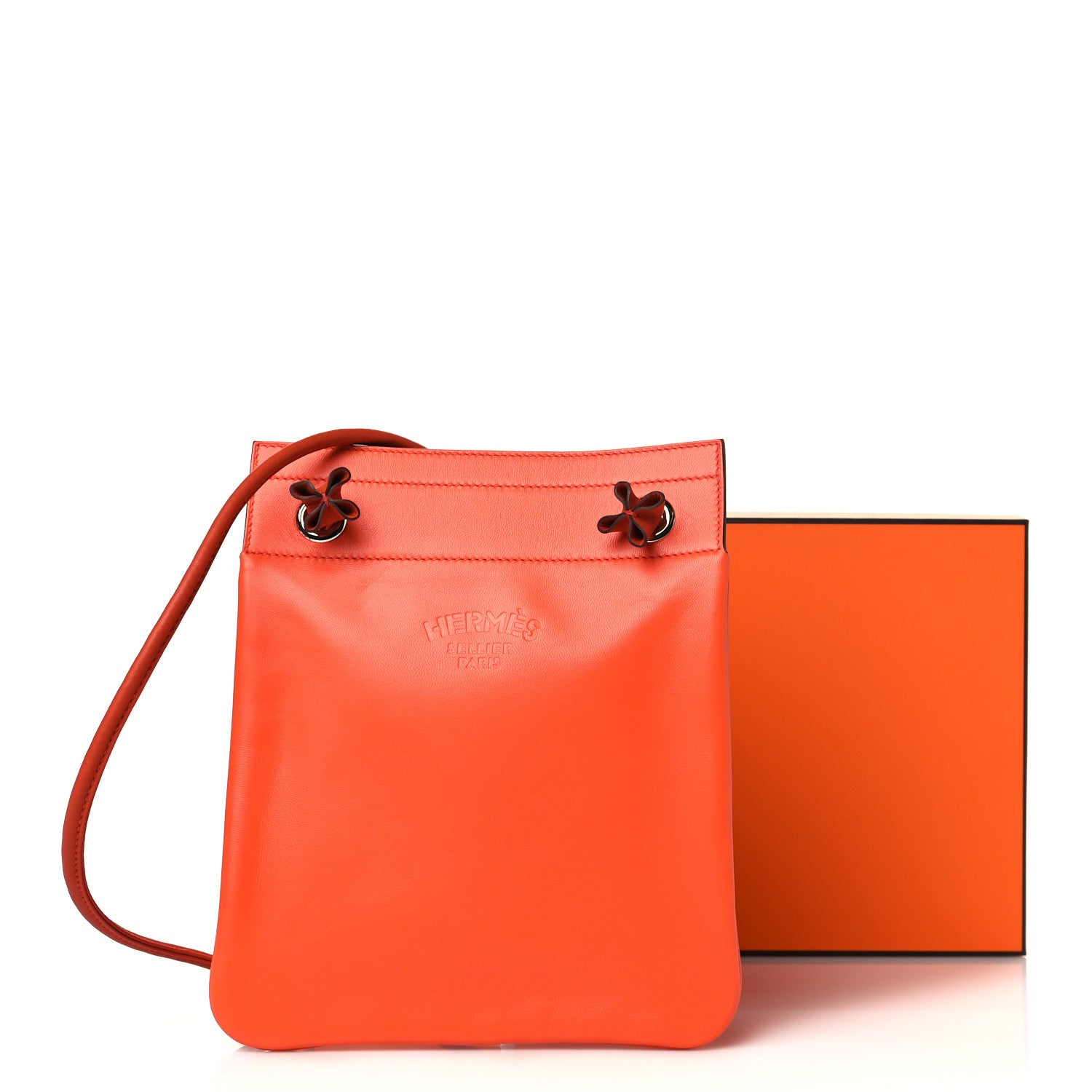 Hermes Milo Lambskin Swift Bi-Color Mini Aline Orange Poppy Terre Battue 10 of 10