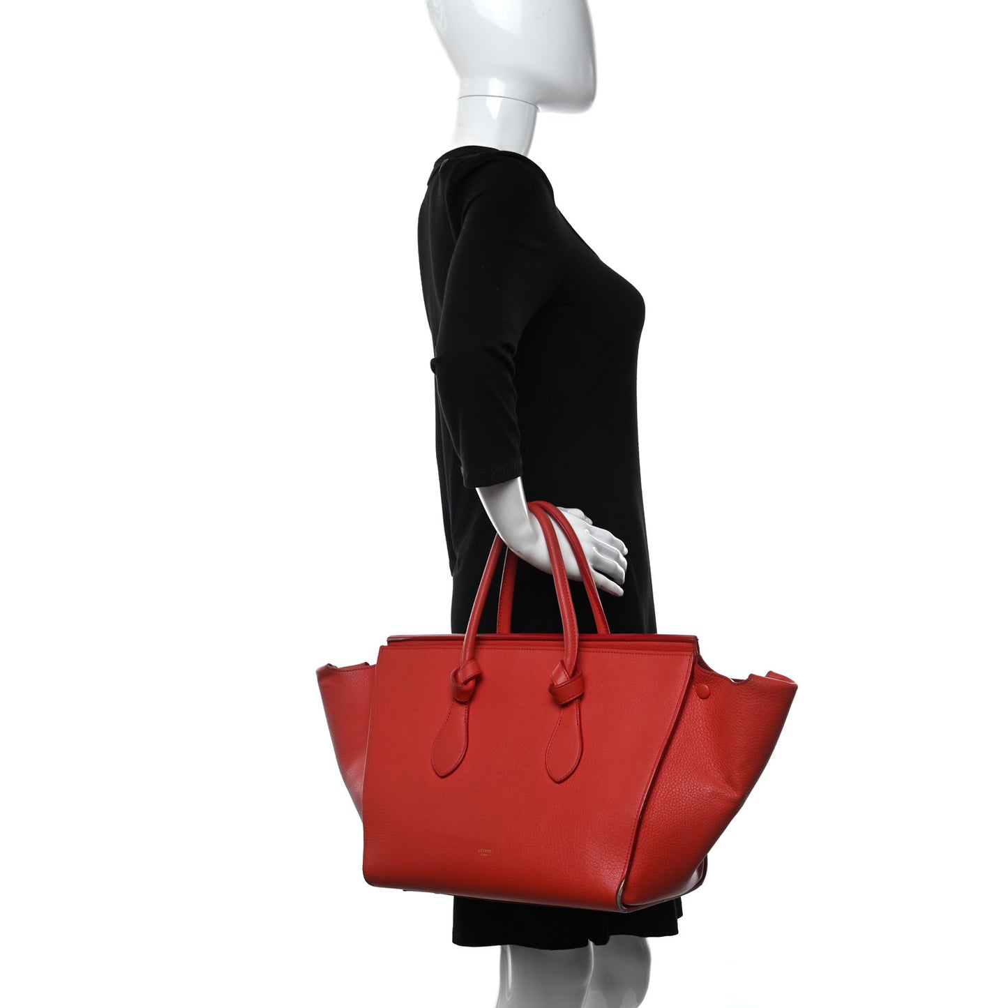 Crisped Calfskin Medium Tie Knot Tote Vermillion