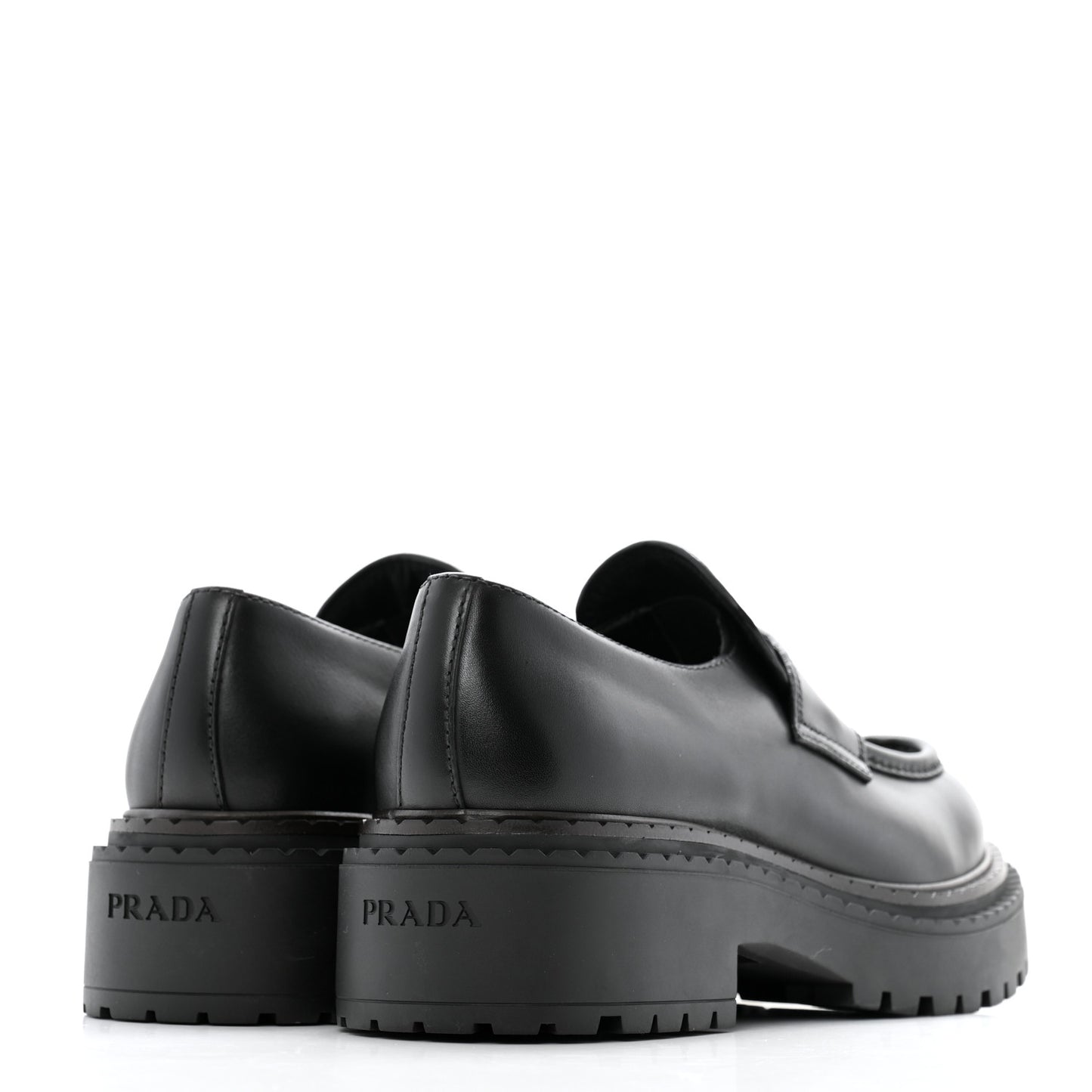 Spazzolato Metal Triangle Logo Mens 35mm Loafers 8 Black