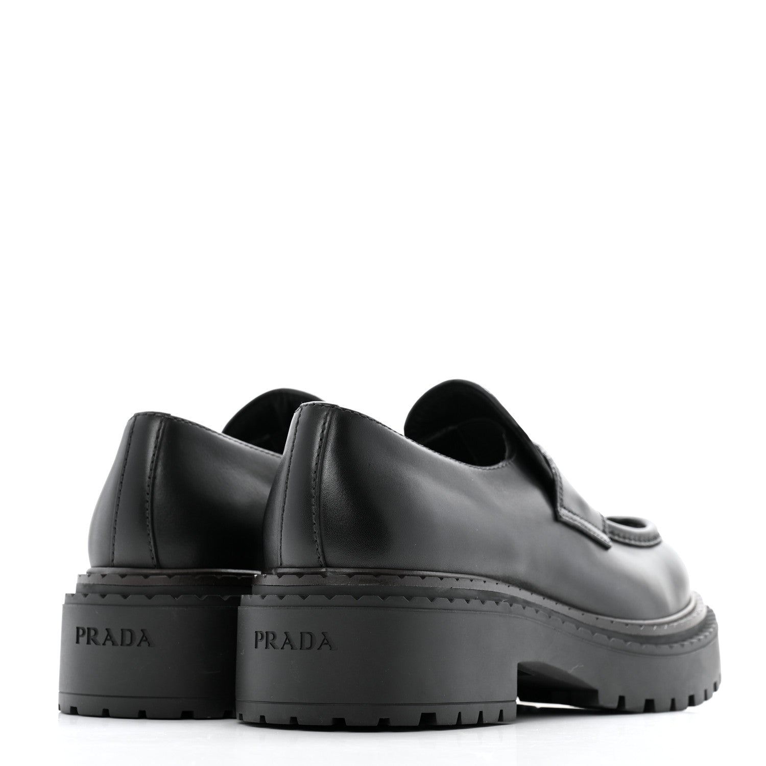 Prada Spazzolato Metal Triangle Logo Mens 35mm Loafers 8 Black 5 of 13