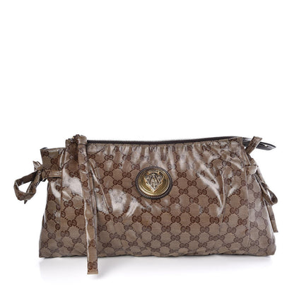 Gucci Crystal Monogram Large Hysteria Clutch Brown 1 of 8